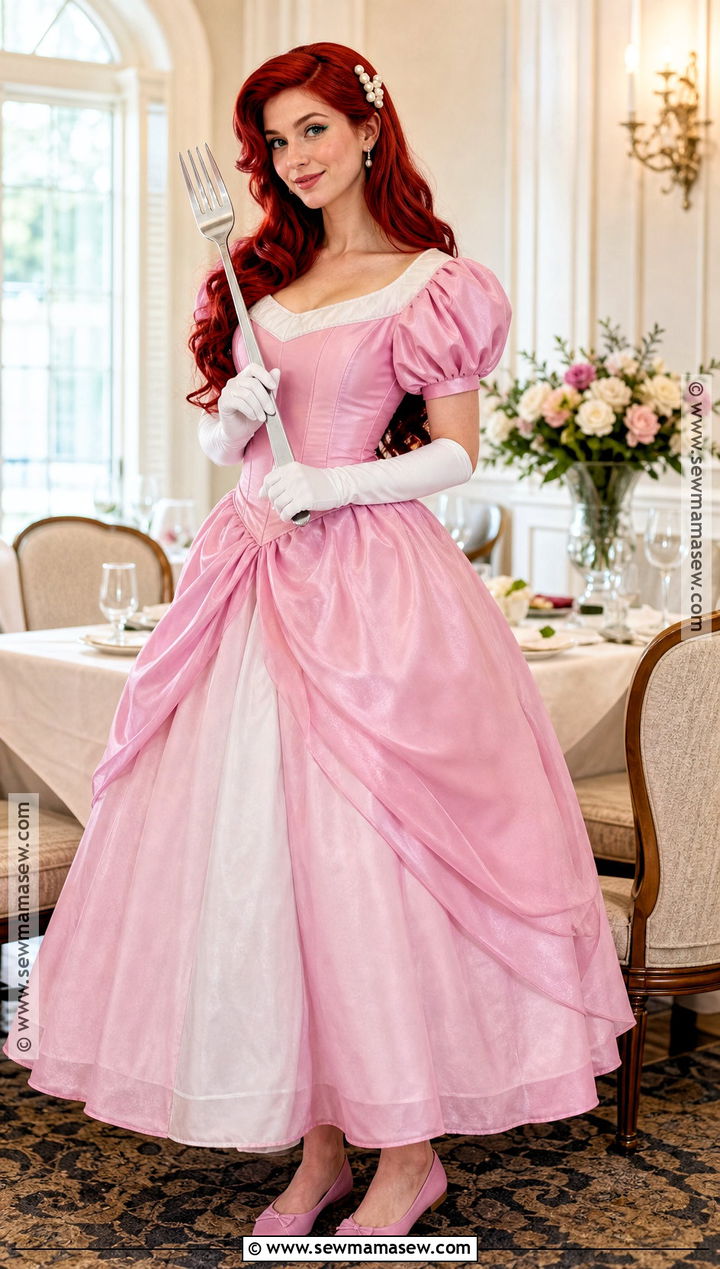 Ariel Princess Costume With Pink Dinner Dress - 35 Princess Costume Ideas