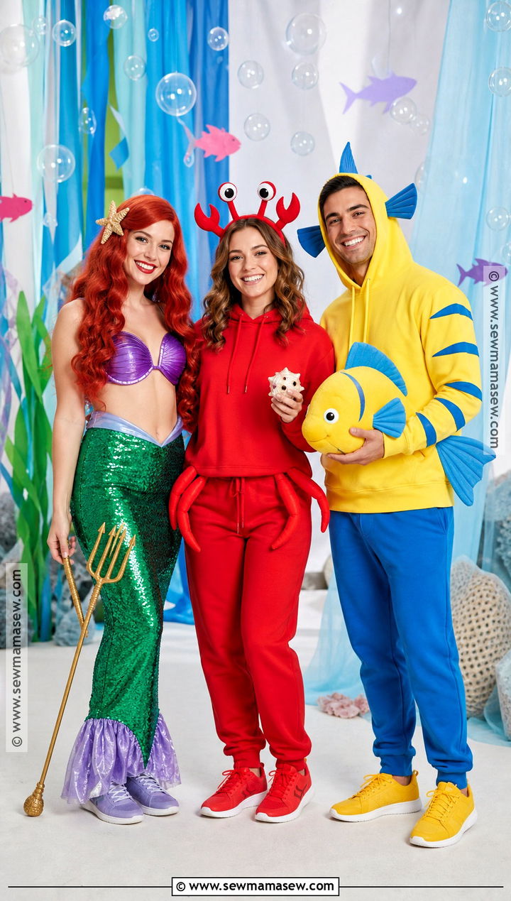Ariel Sebastian And Flounder Group Costume - 40 little mermaid costume ideas