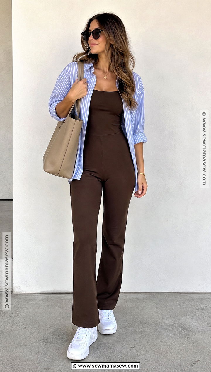 Aritzia Jumpsuit With Button Down Shirt - 15 aritzia jumpsuit outfit fall ideas