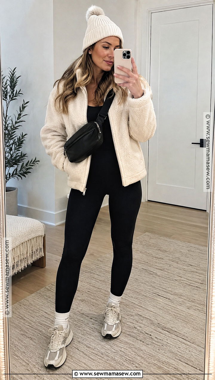 Aritzia Jumpsuit With Fleece Zip Jacket - 15 aritzia jumpsuit outfit fall ideas