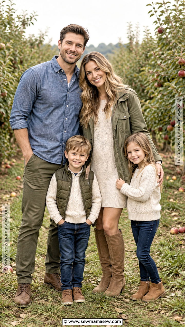 Army Green Denim And Oatmeal Family Picture Outfits - 15 fall family pictures outfits color schemes green