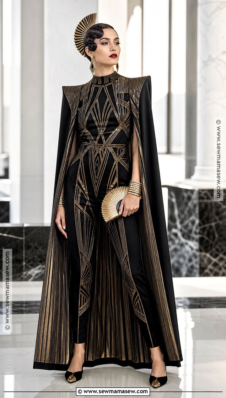 Art Deco Costume With Geometric Jumpsuit - 30 costume party aesthetic ideas