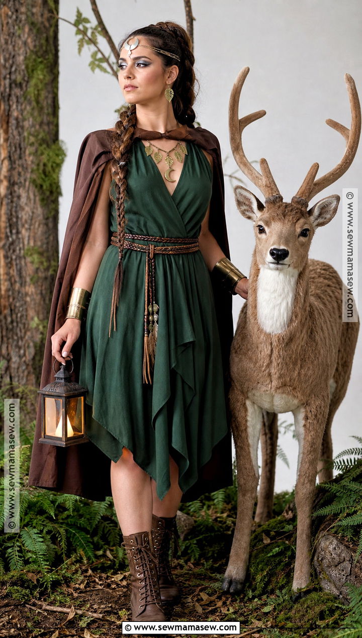 Artemis Greek Goddess Costume With Moon Cape - 30 greek godesses costume halloween ideas