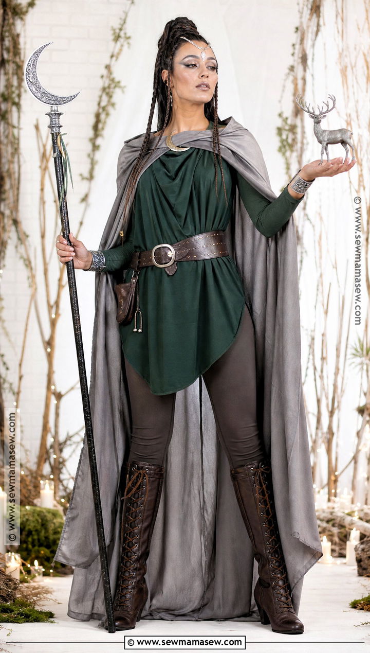 Artemis Greek Goddess Costume With Silver Moon Cape - 30 greek gods costume ideas