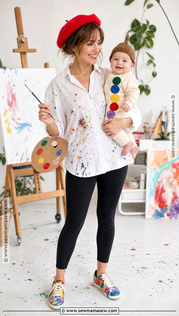 Artist And Baby Paint Palette Costume - 35 mom and baby halloween costumes