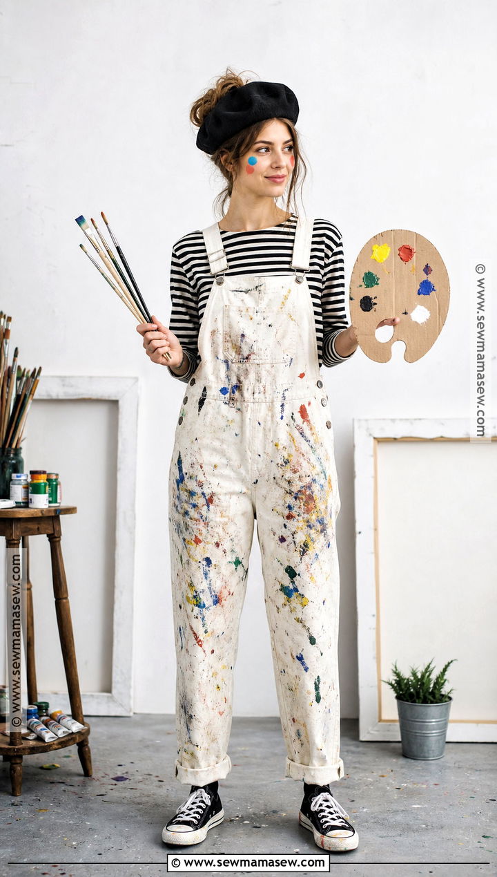 Artist Costume With A Paint Splattered Shirt - 35 Easy At Home Halloween Costumes