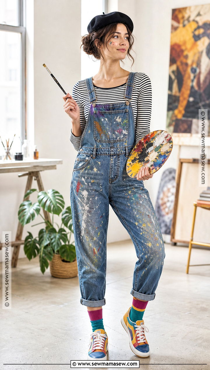 Artist Costume With Paint Splattered Overalls - 35 costumes for halloween