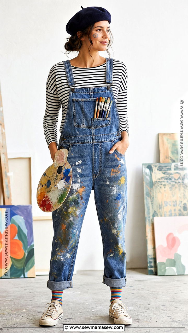 Artist Costume With Paint Splattered Overalls - 40 cute easy halloween costumes
