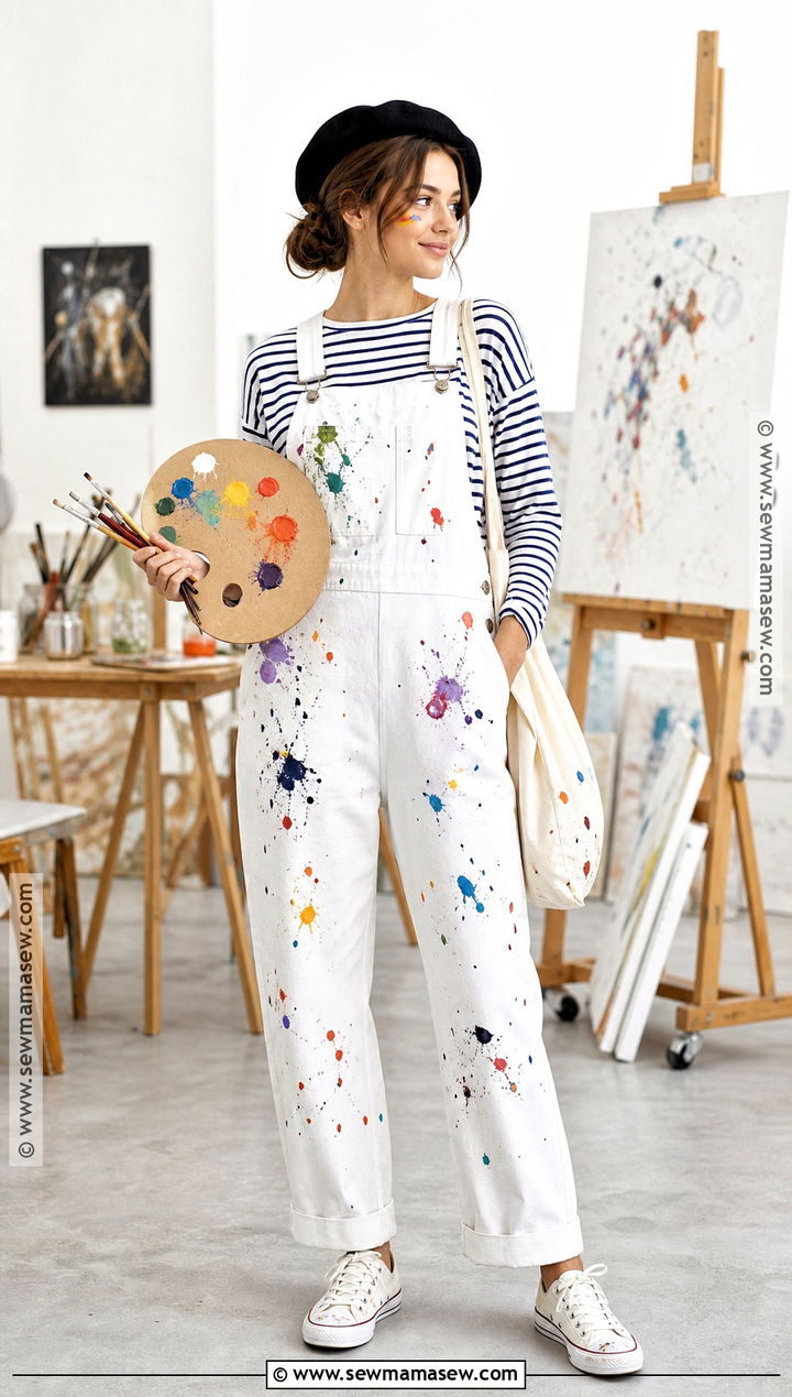 Artist Costume With Paint Splattered Overalls - 40 Modest Halloween Costumes