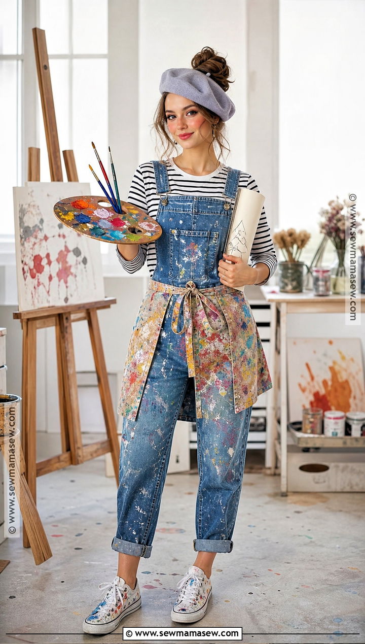 Artist Costume With Paint Splattered Overalls - 50 halloween costume ideas