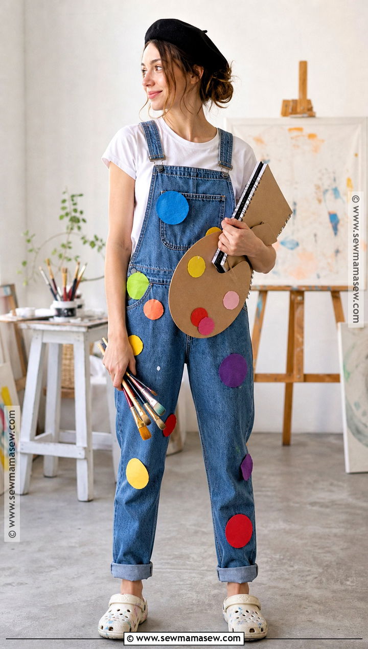 Artist Costume With Paint Splattered Shirt - 30 closet costumes last minute