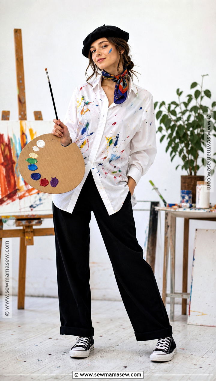 Artist Costume With Paint Splattered Shirt - 50 simple halloween costumes