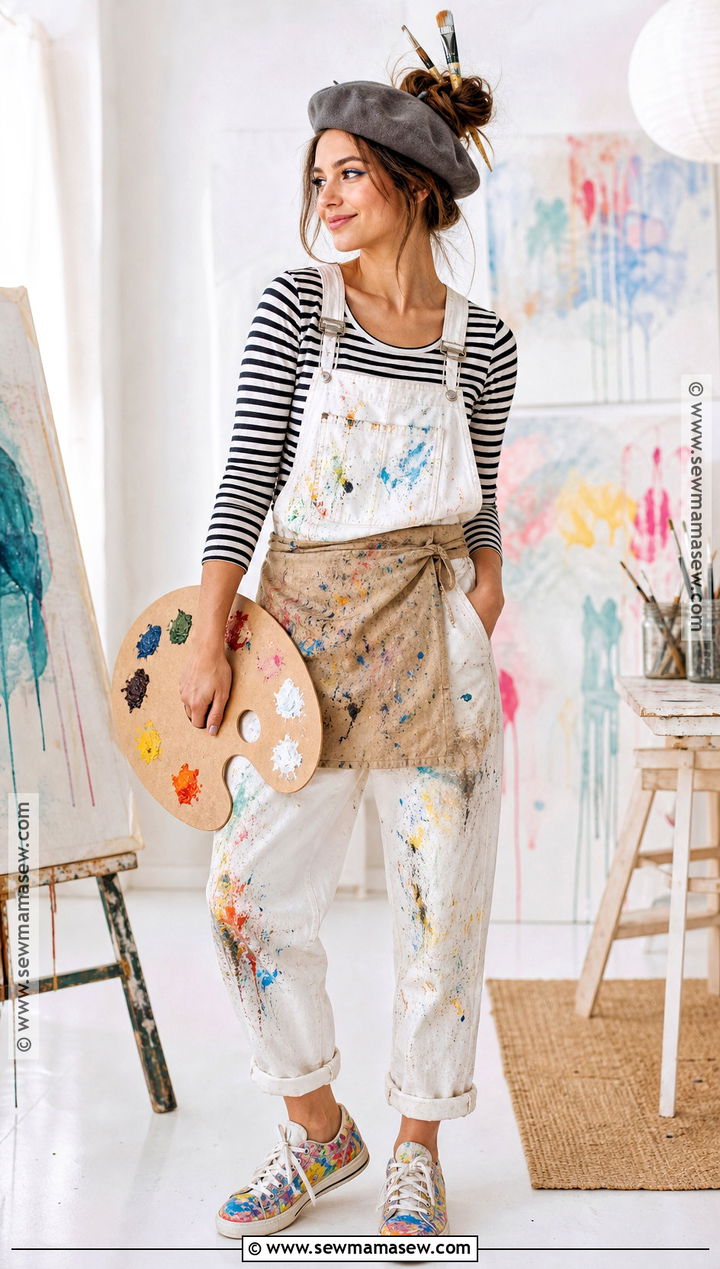 Artist Costume With Paint Splattered Shirt - 30 costume ideas women easy