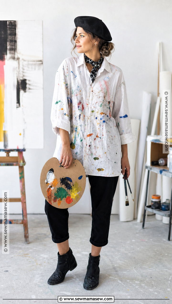 Artist Costume With Paint Splattered Shirt - 30 easy last minute halloween costumes for women