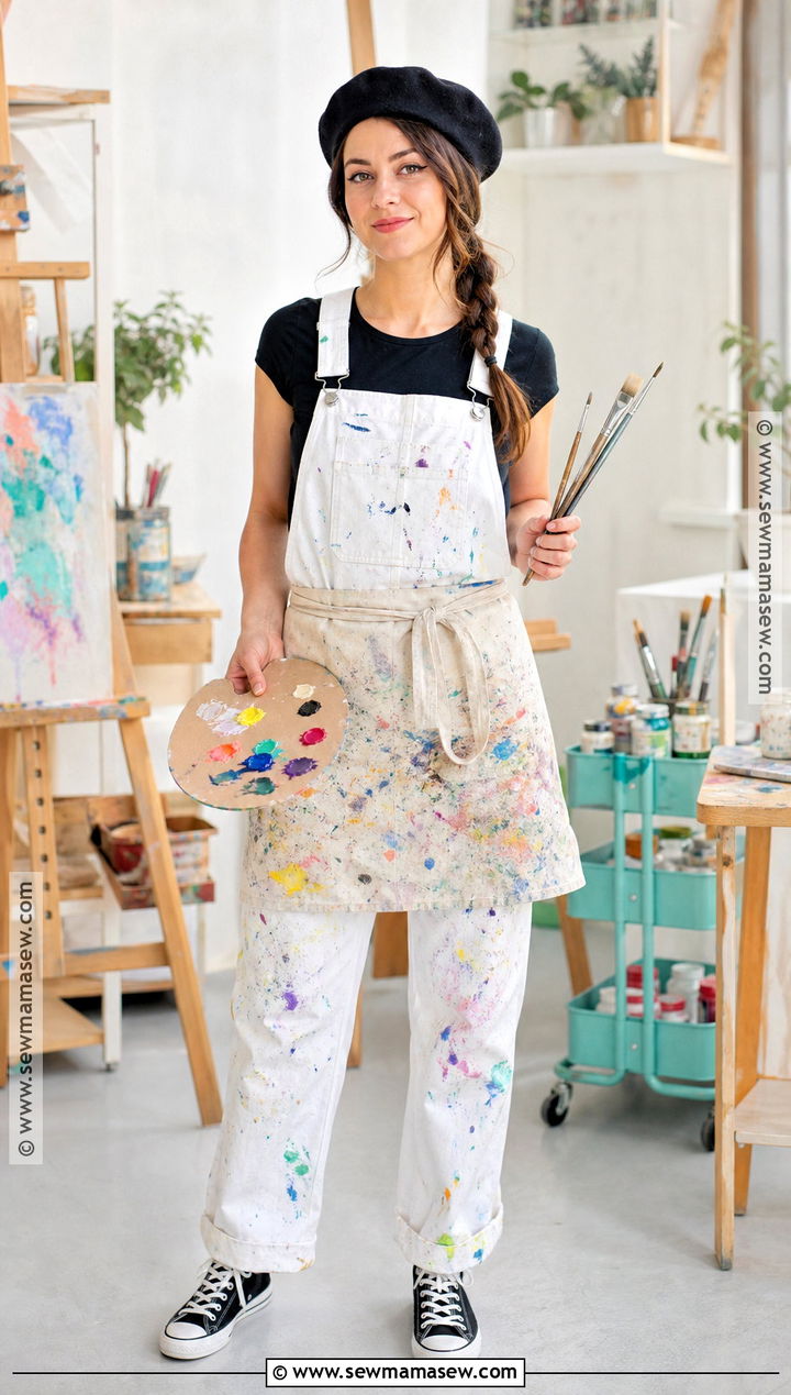 Artist Costume With Paint Splattered Shirt - 30 Simple Costumes For Women Last Minute