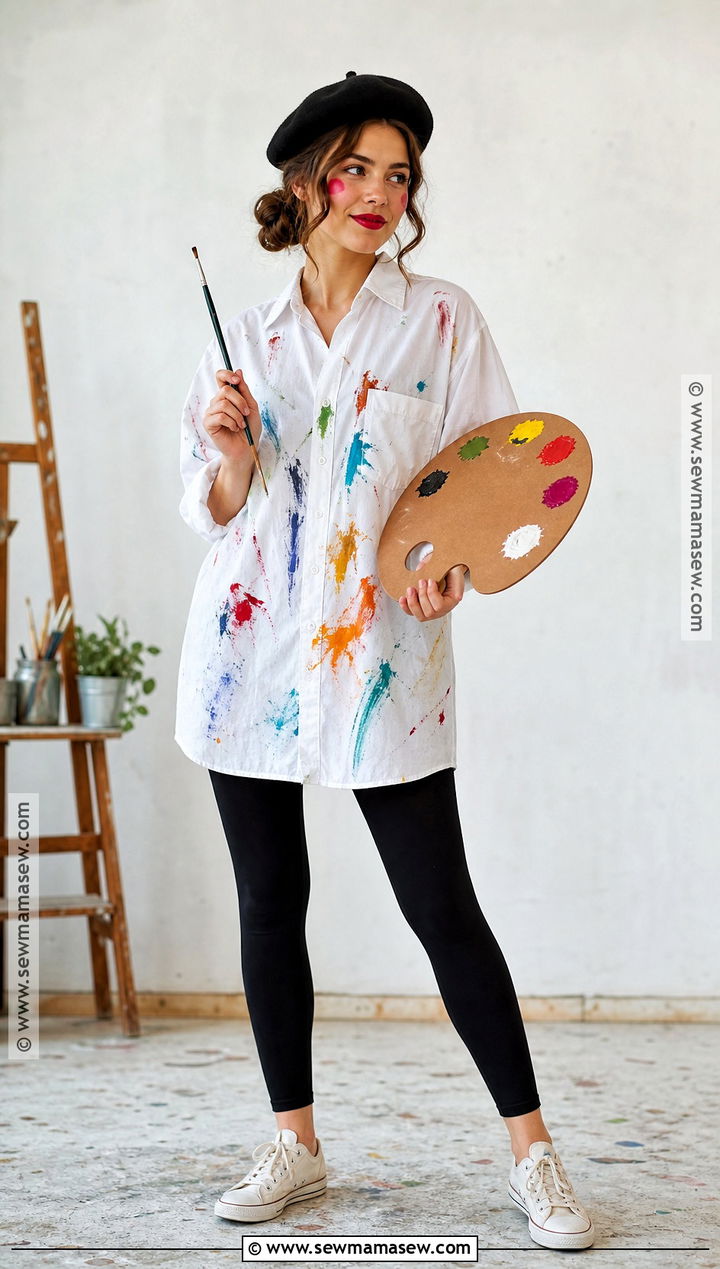 Artist Costume With Paint Splattered Shirt - 30 at home costume ideas