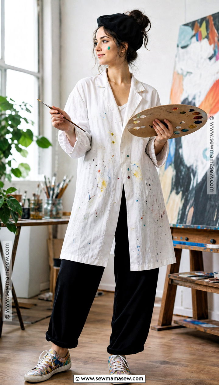 Artist Costume With Paint Splattered Smock - 30 job costumes