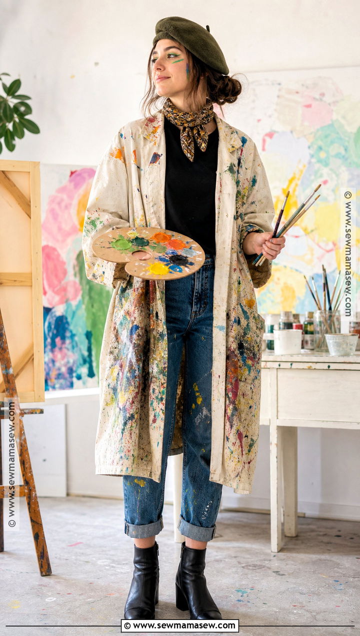 Artist Costume With Paint Splattered Smock - 45 easy last minute halloween costumes