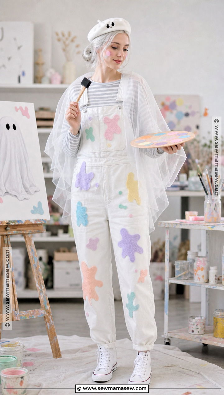 Artist Ghost Outfit With Paint Palette - 35 Ghost Outfit Ideas