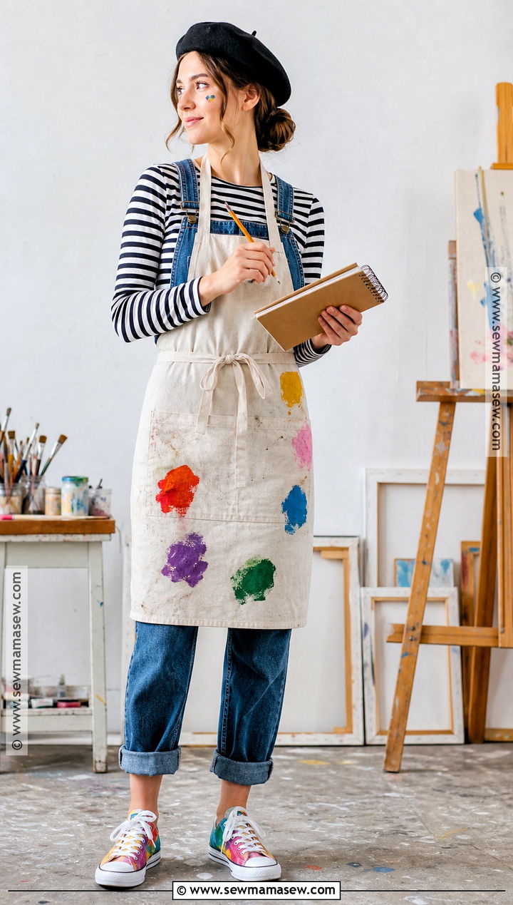 Artist Halloween Outfit With Denim Overalls - 30 Simple Halloween Outfits