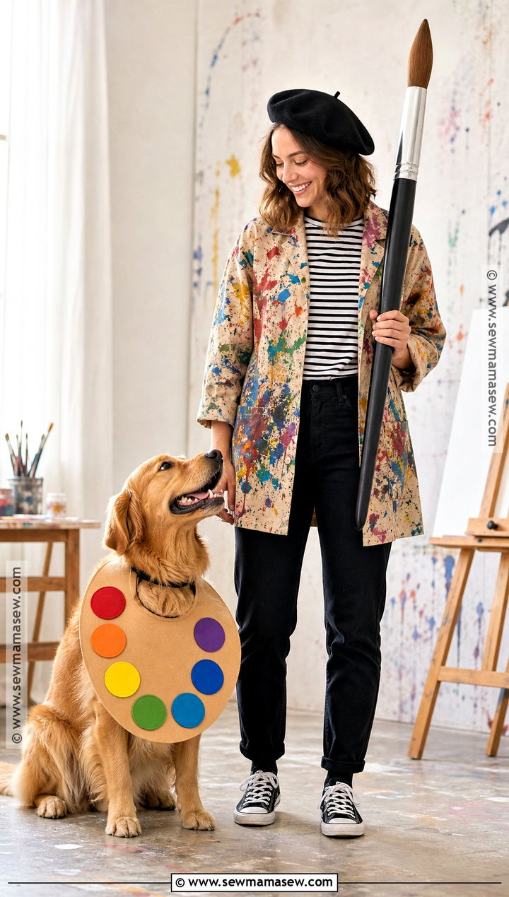 Artist and Paint Palette Dog and Owner Costume - 30 dog and owner costumes