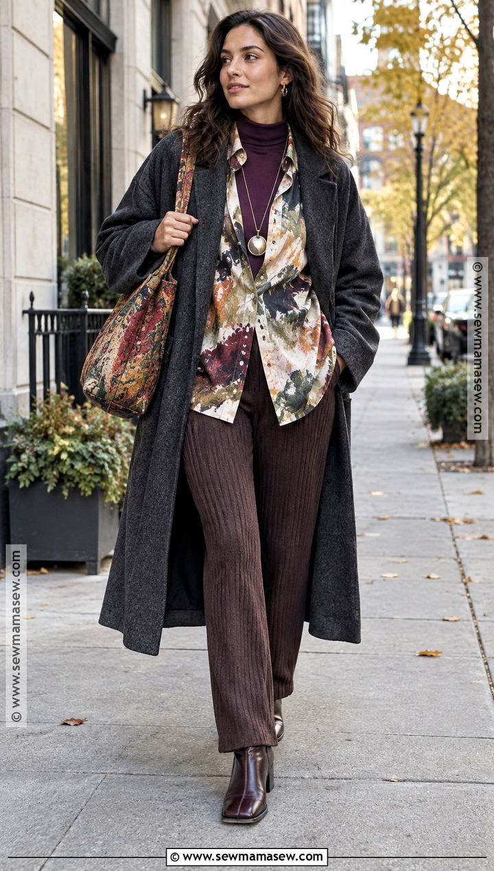 Artsy Fall Outfit With An Oversized Shirt And Knit Pants - 20 Artsy Fall Outfits