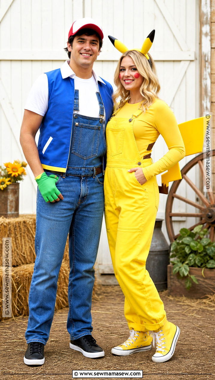Ash And Pikachu Overalls Costume - 30 ash and pikachu costume ideas