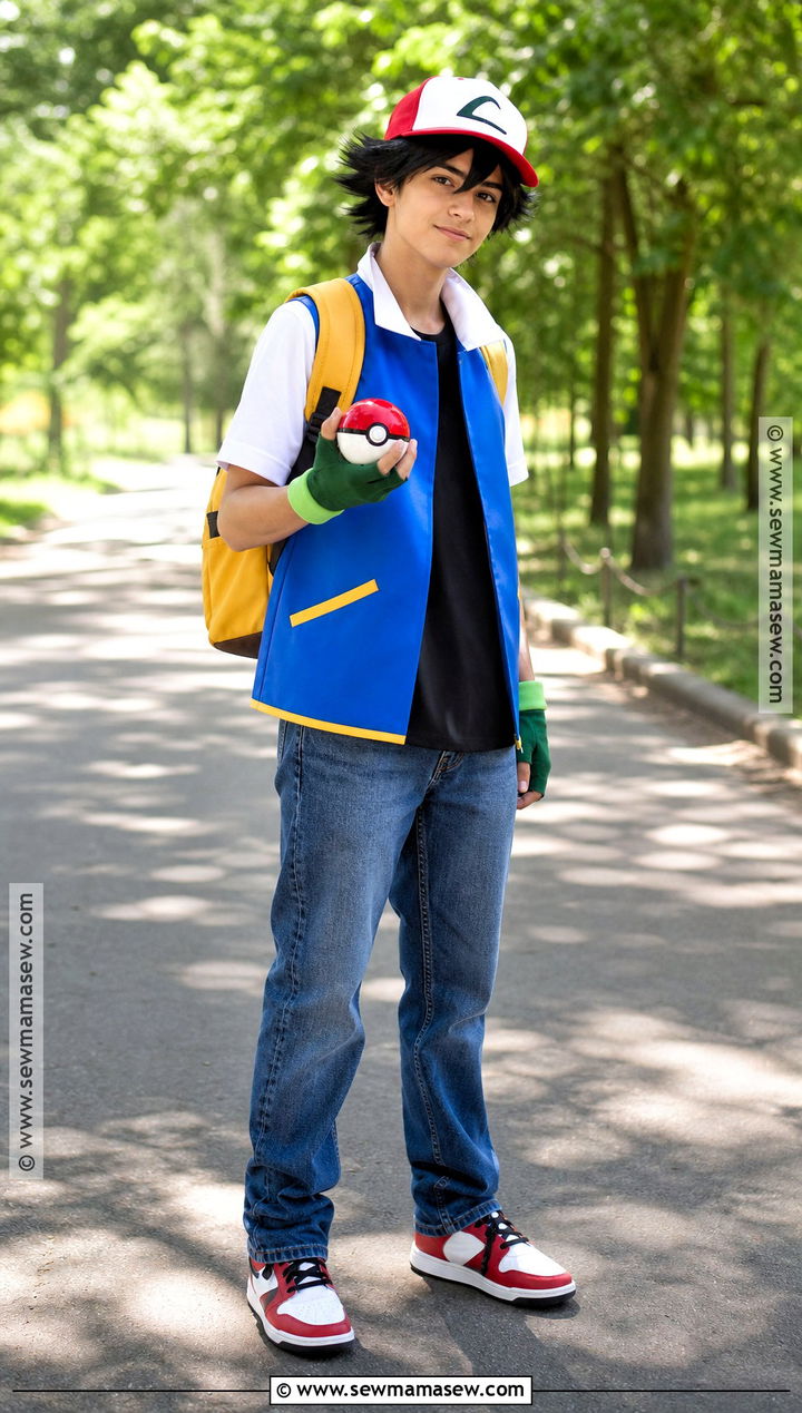 Ash Ketchum Cosplay With Blue Vest - 30 short hair cosplay characters ideas