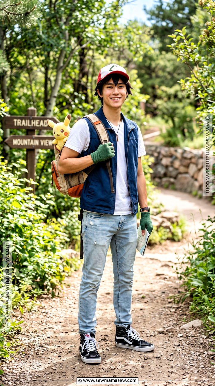 Ash Ketchum Cosplay With Blue Vest - 35 simple cosplay ideas
