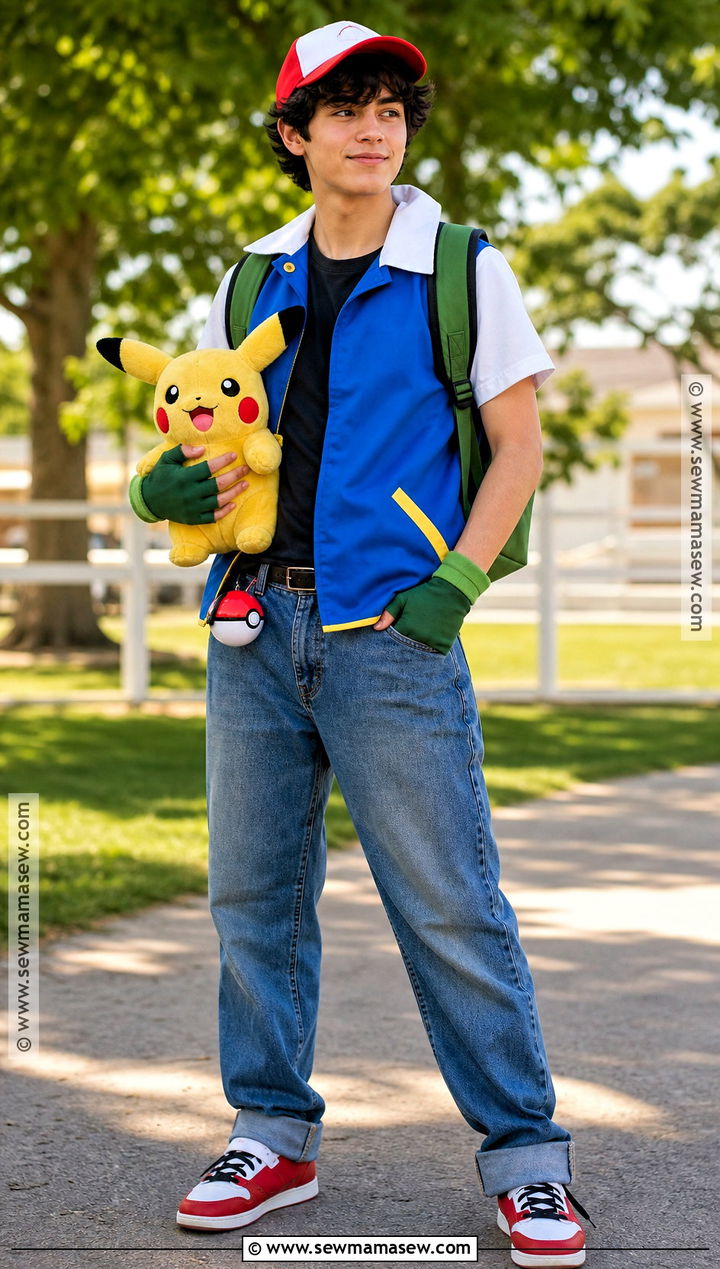 Ash Ketchum Cosplay With Blue Vest - 40 anime cosplay outfits