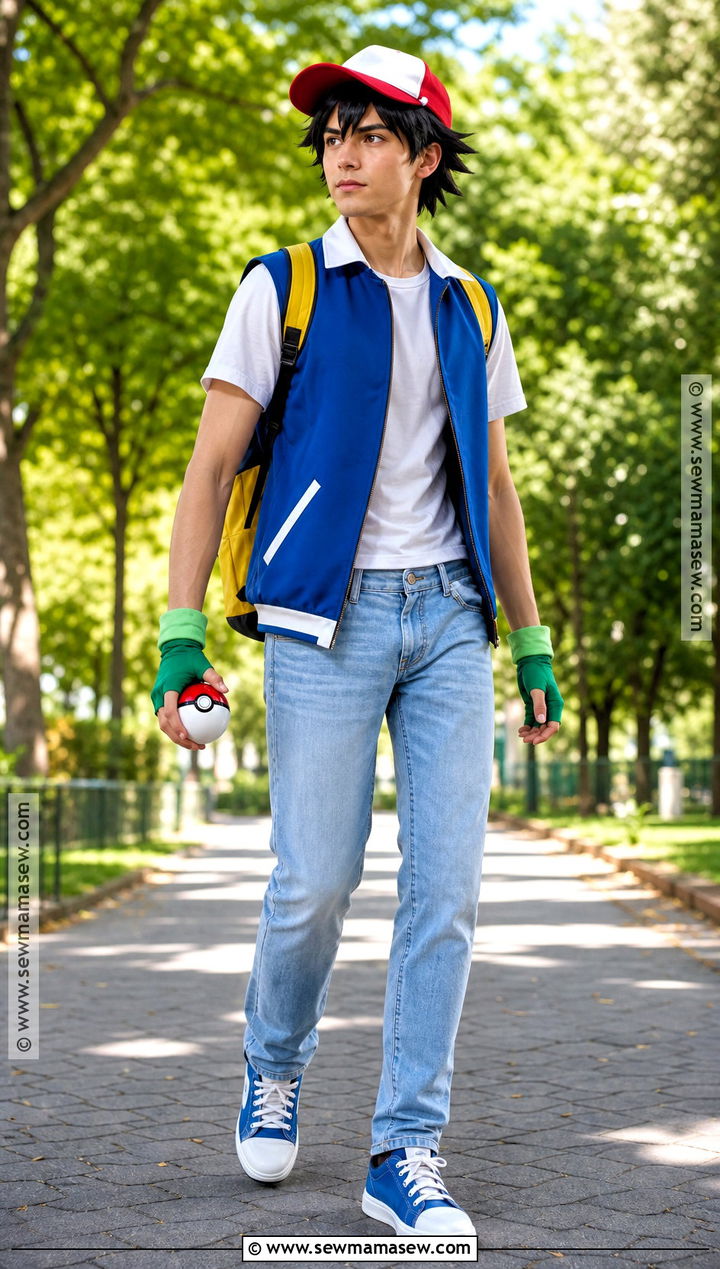 Ash Ketchum Costume With Blue Vest And Red Cap - 30 easy anime costumes