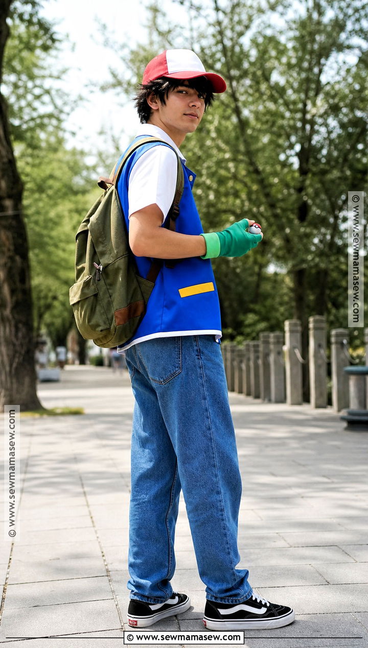 Ash Ketchum Costume With Blue Vest - 30 Cartoon Characters Costume Ideas