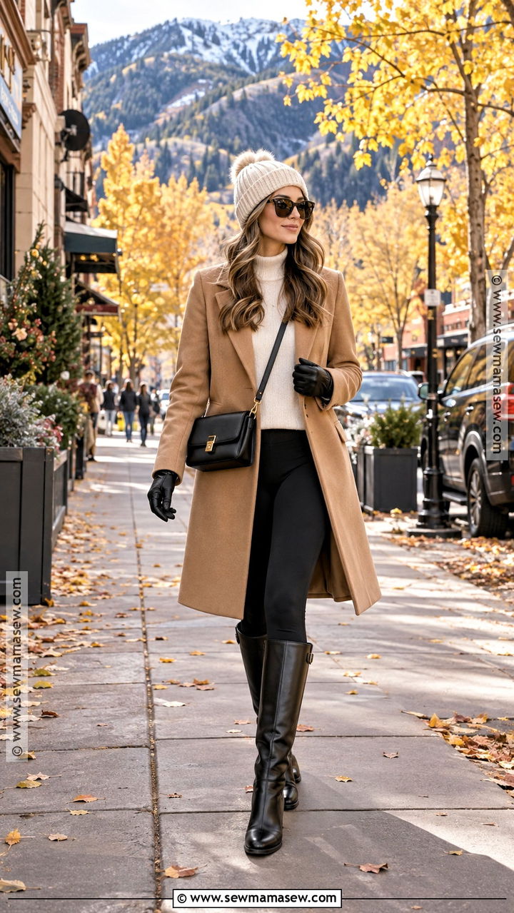 Aspen Fall Long Coat and Leggings Outfit - 20 Aspen Outfits Fall