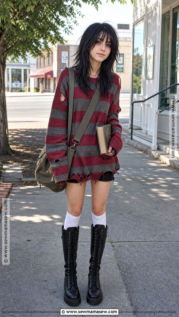 Astrid Deetz Striped Sweater Dress Costume - 35 beetlejuice halloween costume ideas