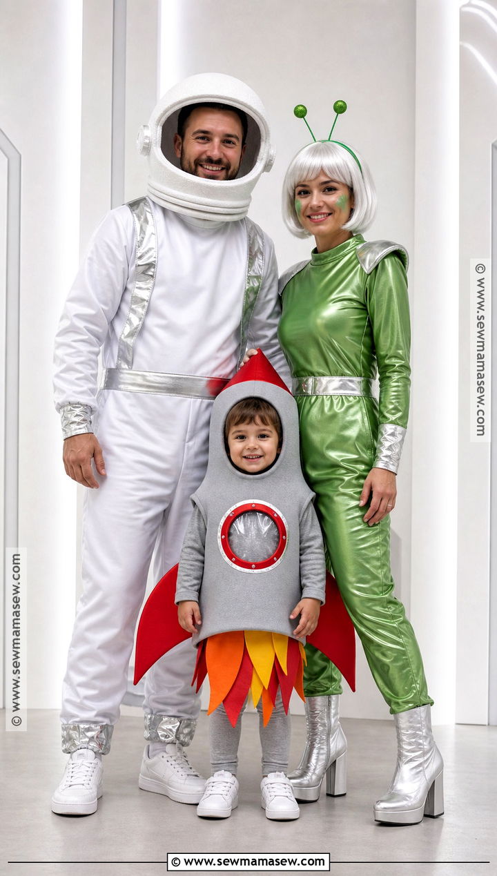 Astronaut Alien And Rocket Costume - 30 3 Family Halloween Costumes