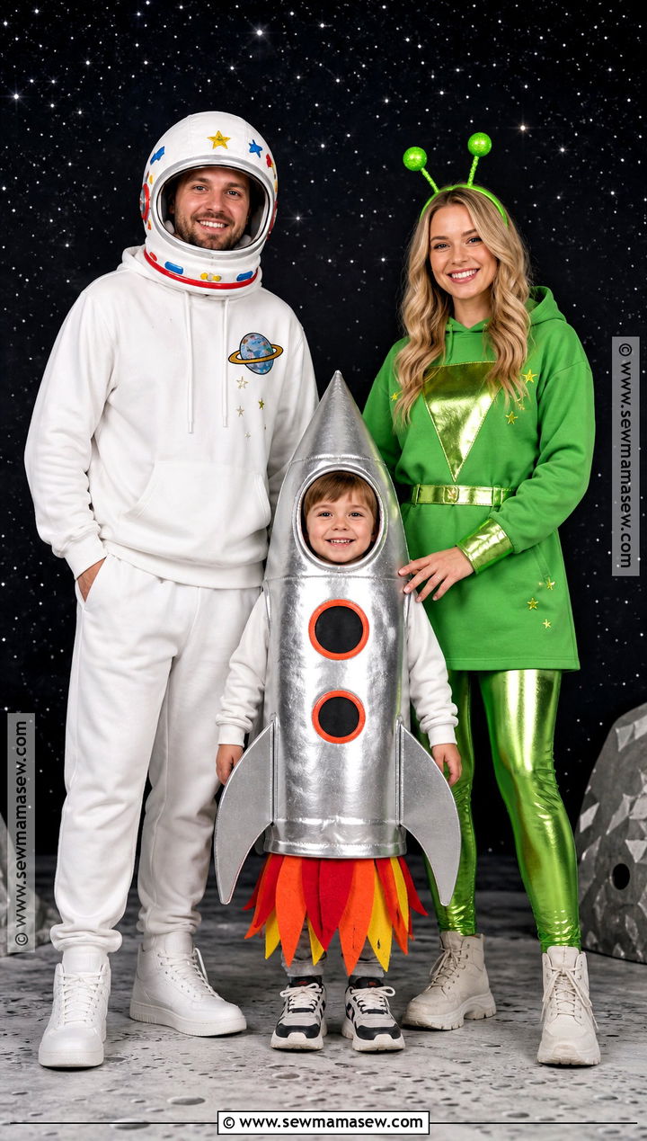 Astronaut Alien And Rocket Family Costume - 30 easy family costumes for 3