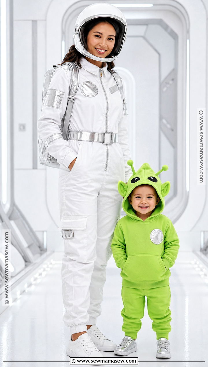Astronaut And Alien Costume - 30 Mom And Toddler Halloween Costumes