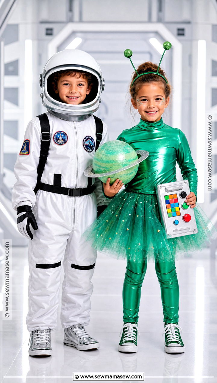 Astronaut And Alien Sibling Costume - 30 sibling halloween costumes boy and for girls