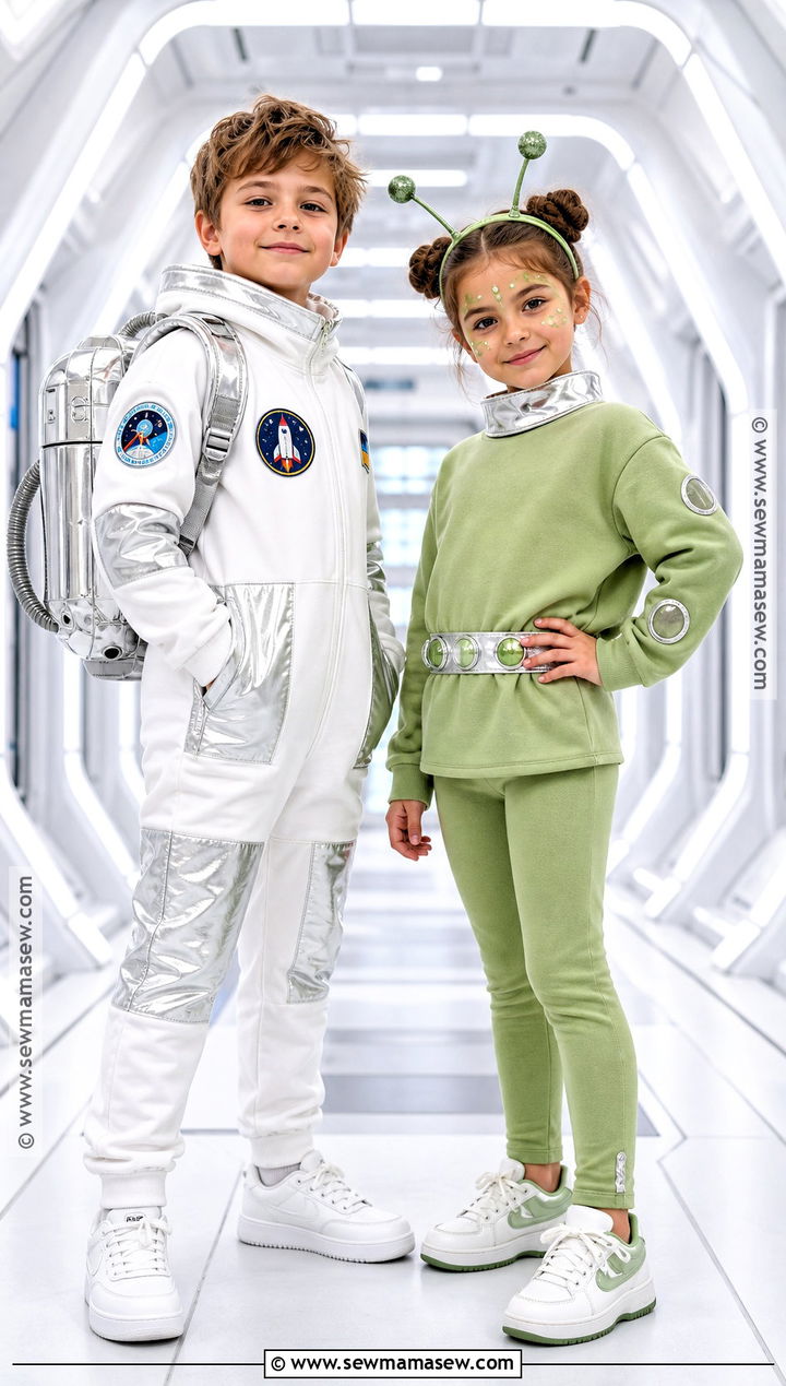 Astronaut And Alien Sibling Costume - 40 sibling halloween costumes