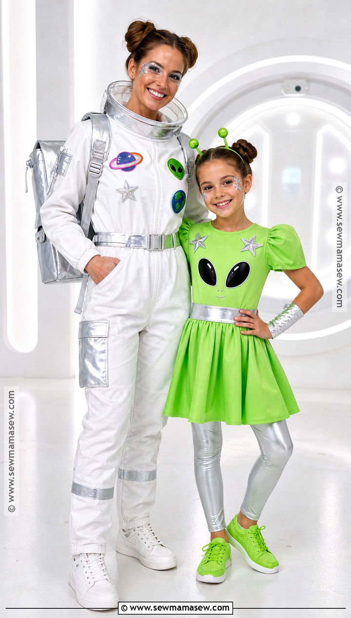 Astronaut And Friendly Alien Costume - 30 Mommy And Me Costumes Daughters