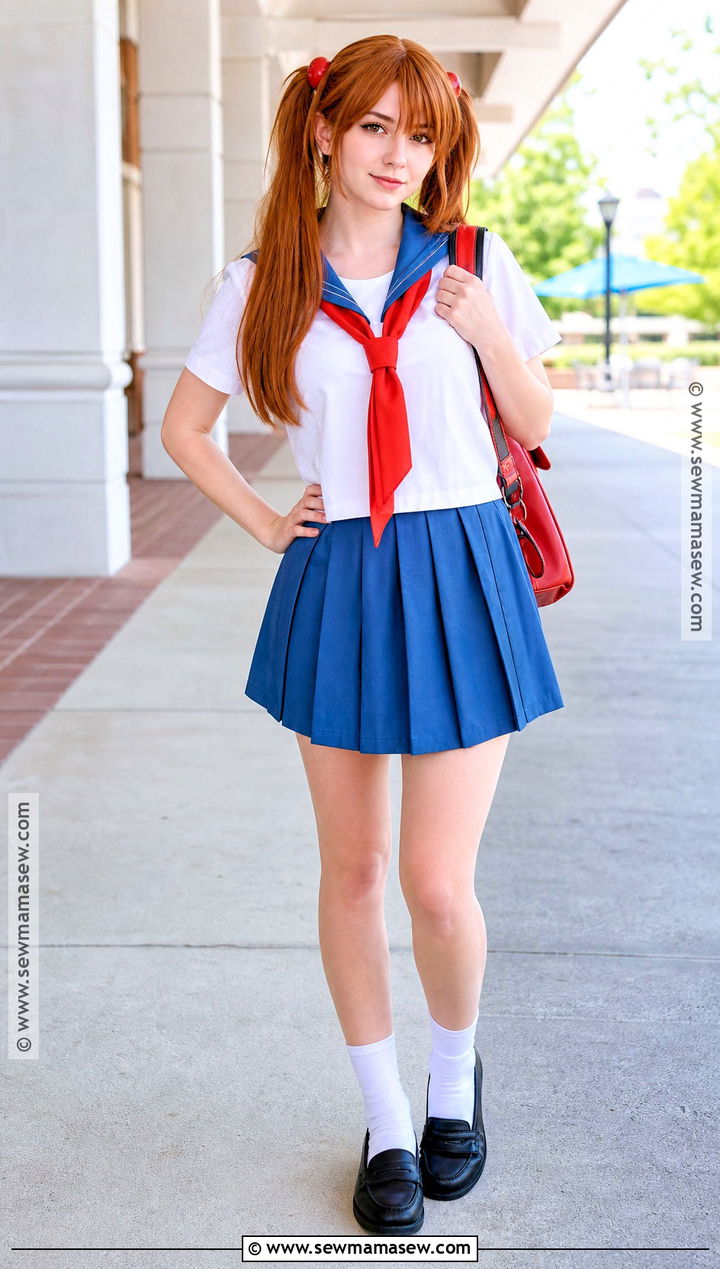 Asuka Langley Cosplay With School Uniform - 35 Easy Cosplay Ideas Women Anime