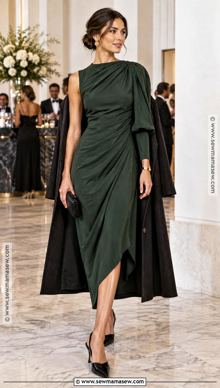 Asymmetrical Midi Dress With Slingback Heels - 15 2026 fall dress trends