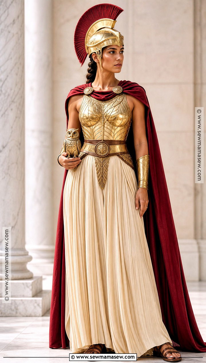 Athena Greek Goddess Costume With Gold Armor - 30 greek gods costume ideas
