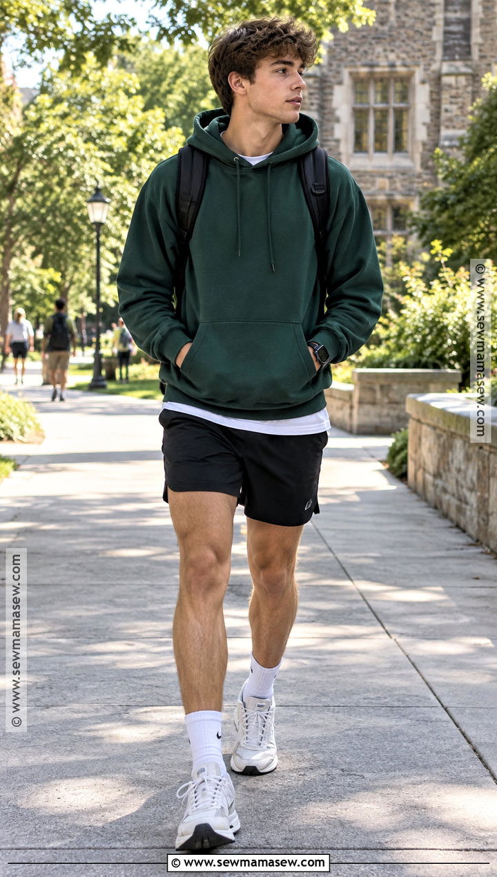 Athletic Hoodie And Running Shorts Outfit - 15 athletic back to school outfits