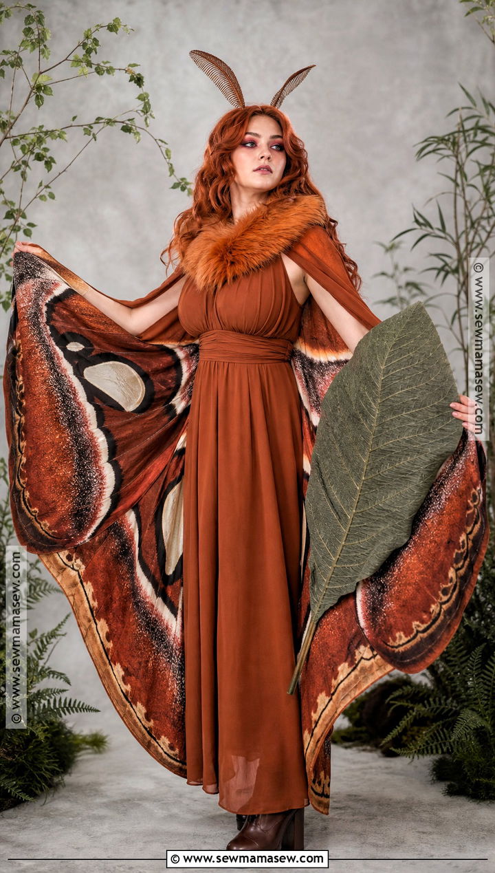 Atlas Moth Cosplay With Rust Wing Sleeves - 30 Moth Cosplay Ideas