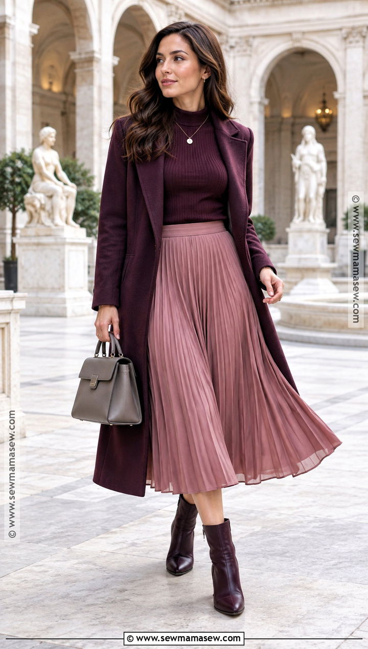Aubergine And Dusty Rose Fall Outfit - 20 fall color palette clothes