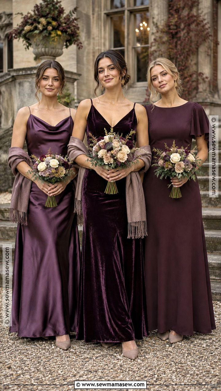 Aubergine And Taupe Bridesmaid Dresses - 15 Autumn Wedding Colors Palette Bridesmaid Dresses