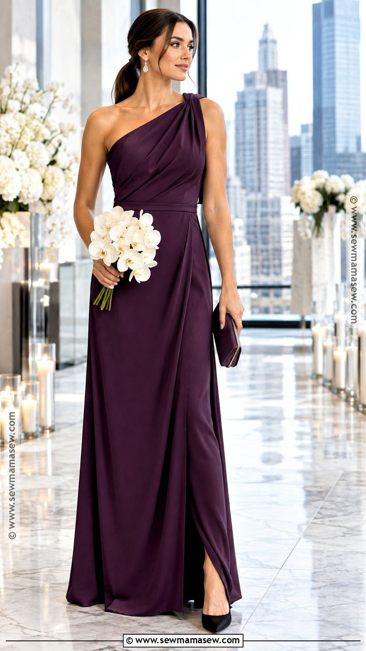 Aubergine Asymmetrical Bridesmaid Dress - 20 november wedding bridesmaid dress ideas