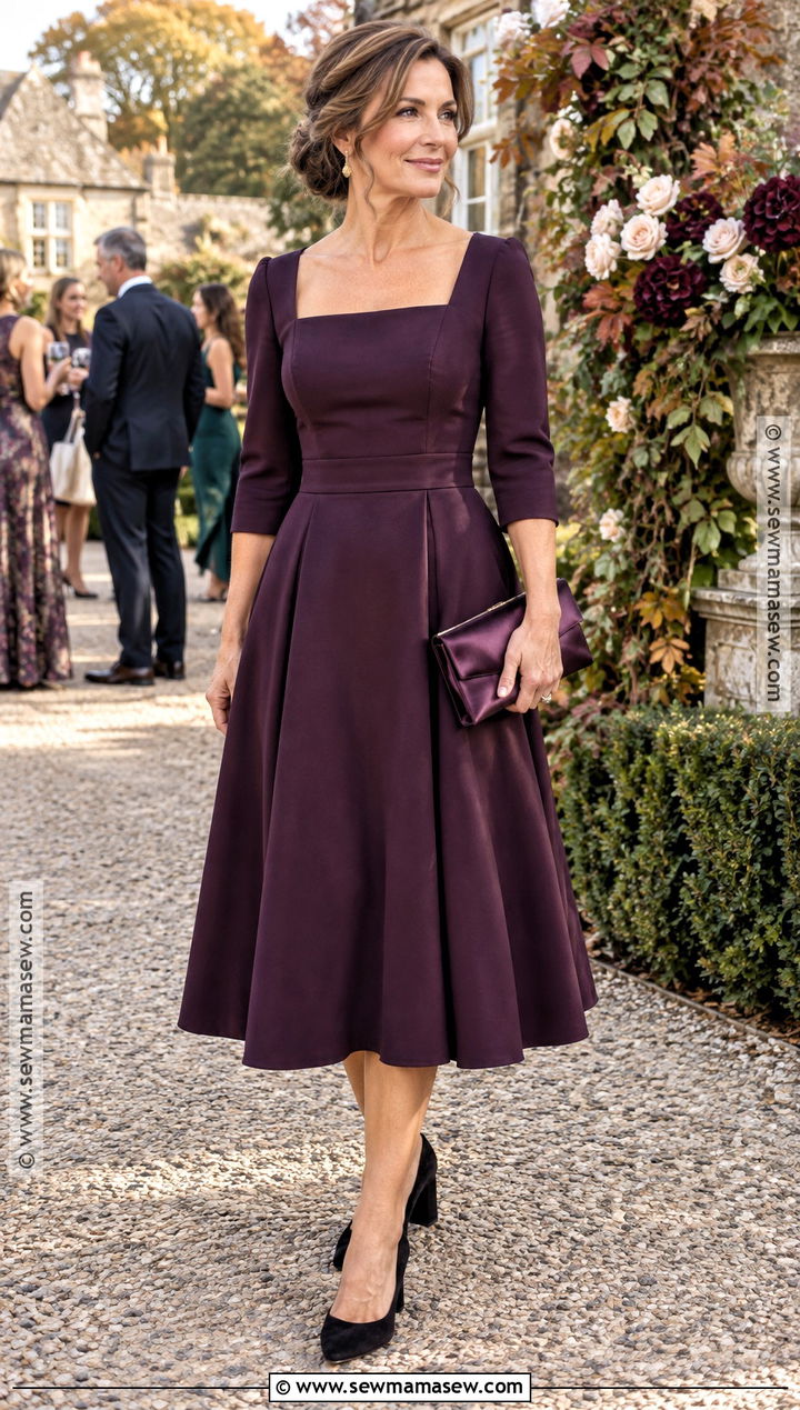 Aubergine Fit and Flare Mother of the Bride Dress - 20 mother of the bride dresses fall outdoor