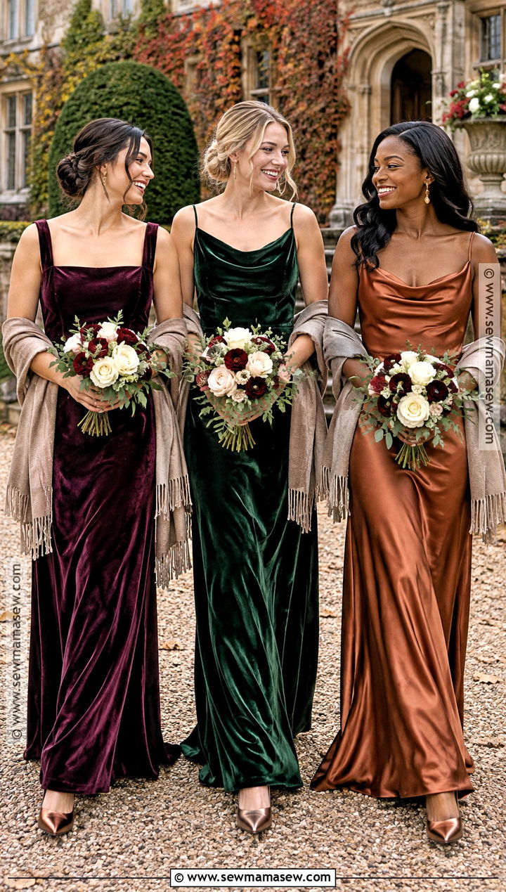 Aubergine Forest Green and Copper Bridesmaid Dresses - 15 Multiple Color Bridesmaid Dresses Fall